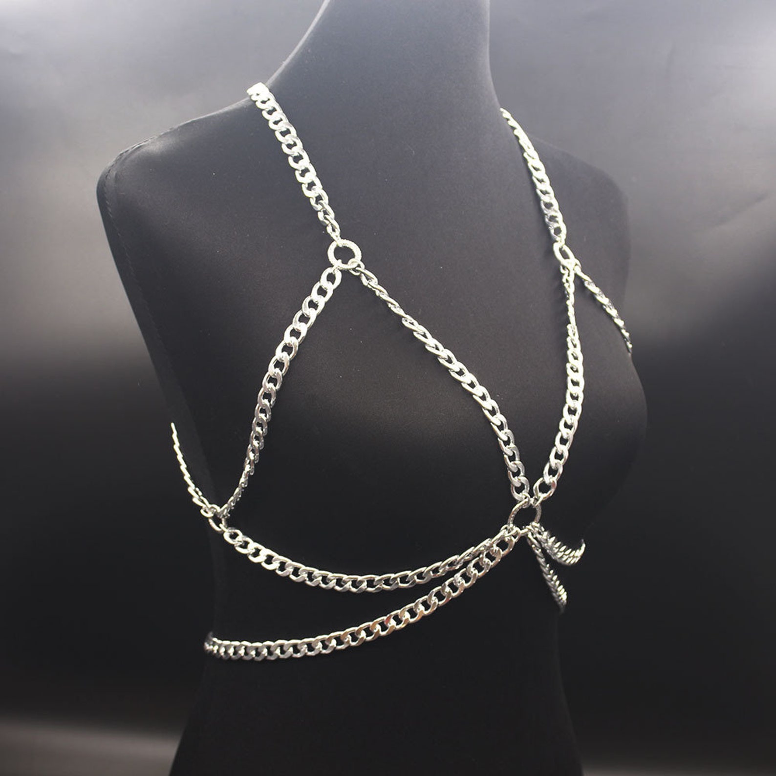 Sexy metal body chain bra silver chain bra body jewelry Etsy