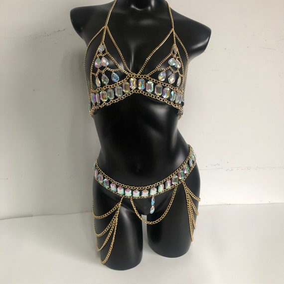 Body Chain Jewelry, Chainmail Bralette, Skinny Necklace, Festive Bra, Crop  Top, Sexy Skirt Lingerie Set, Holiday Jewellery -  Canada