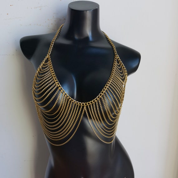 Buy Gold Bra Body Chain, Body Jewelry, Bra Jewelry, Online in