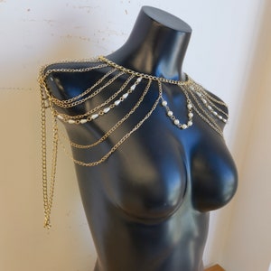 Body Chain, pearl shoulder chain image 9