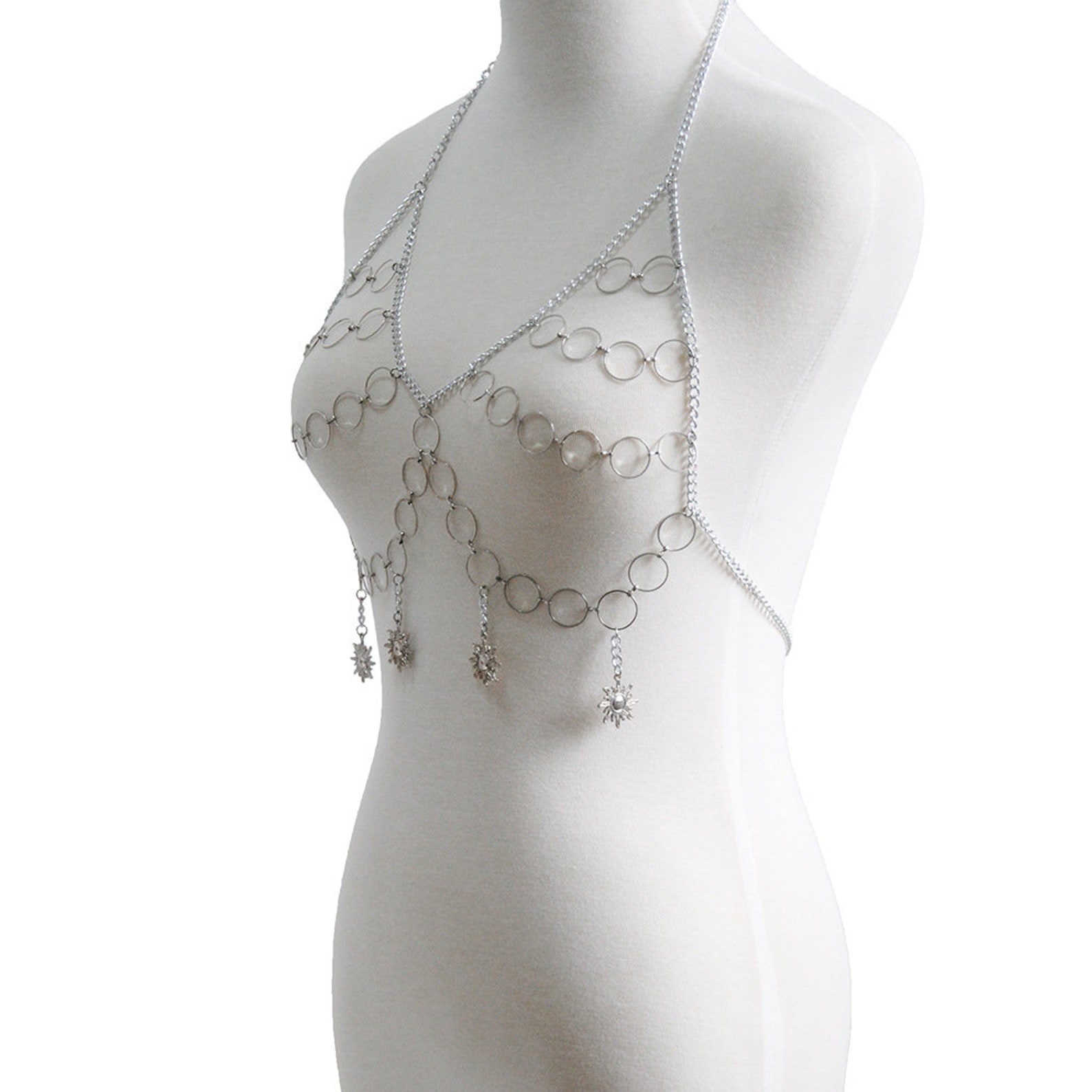 Fashion Vintage Bohemia Diamonds Bras Silver Chain Bras Etsy