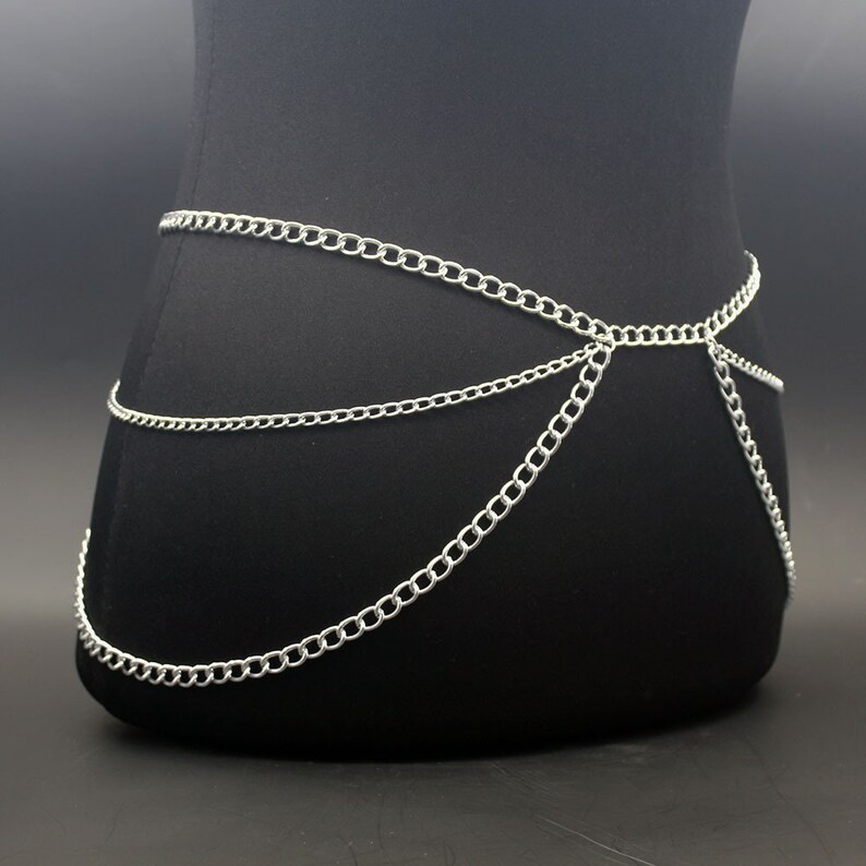 Gold belt chain skirt, silver simple belt