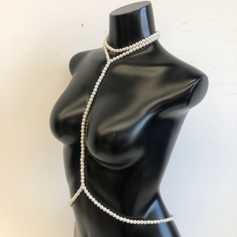 Pearl body chain, waist chain, body jewelry, body necklace, belly chain, image 6