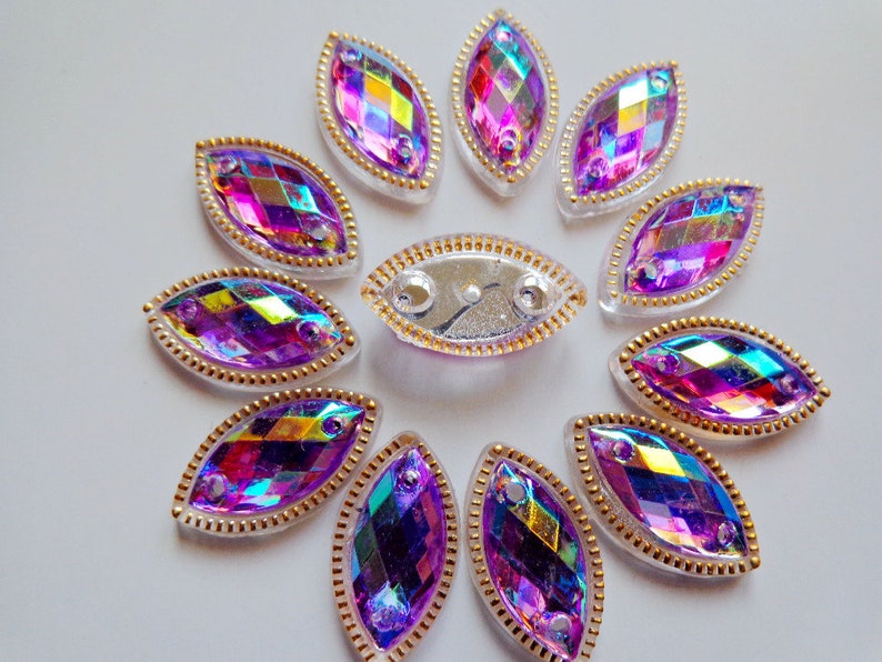 Horse eye shape hand stitch drill 7 \u00d7 15mm flat bottom acrylic rhinestone costume making jewelry embellishment jewelry making