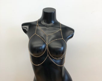 Cadena de cuerpo de sujetador dorado Cadena de cuerpo de bikini de playa Joyería para mujeres y niñas