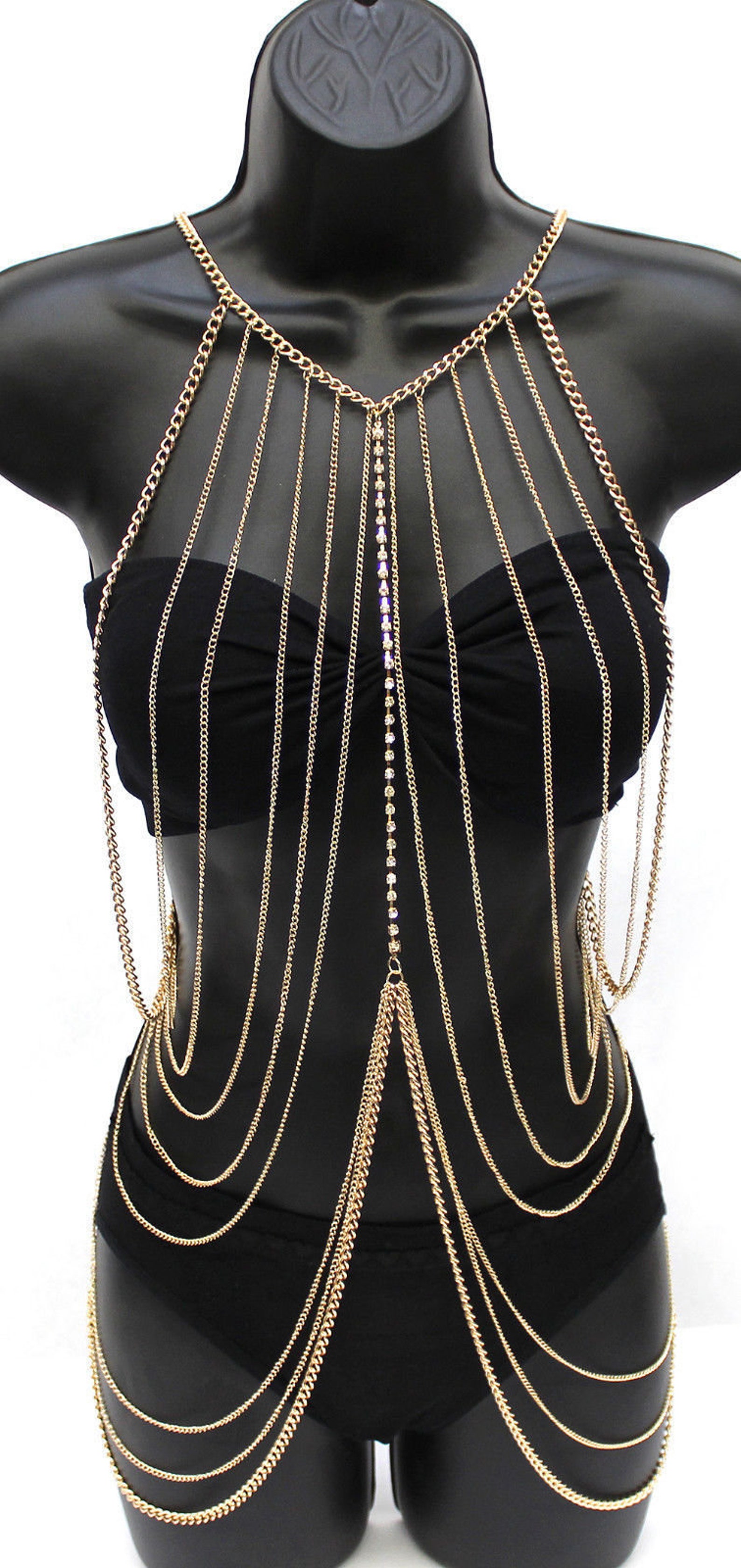 Gold Layered Full Body Bra Necklace Full Body Chain Jewelry Etsy