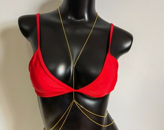 Sexy Body Chain, Bikini Body Jewelry, Bridal Jewelry, Bra Chain, Holiday Jewelry, Minimalist Body Chain, Gift, Bra Chain