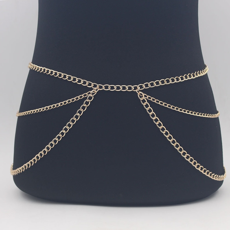Gold belt chain skirt, silver simple belt