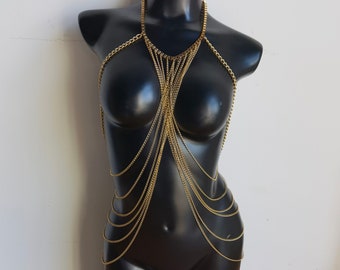 Gold body chain, festival jewelry, fashion body chain