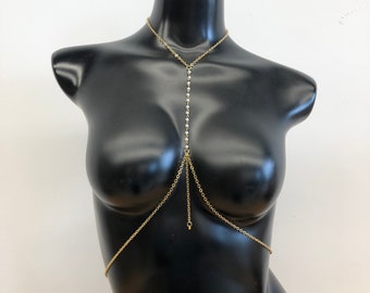 Women's Pearl Body Chain Gold Bikini Body Chain Body Jewelry Girl