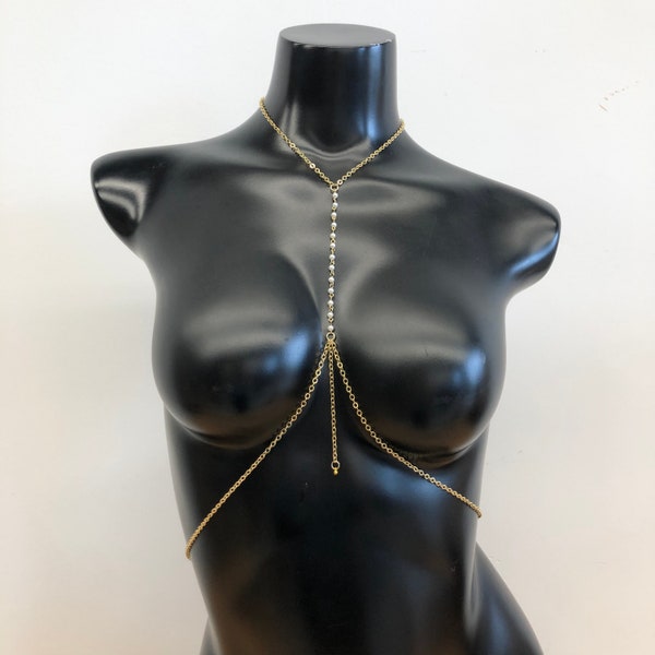 Women's Pearl Body Chain Gold Bikini Body Chain Body Jewelry Girl