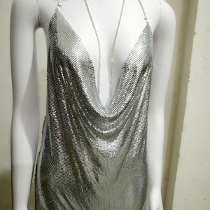 Luxury Nightclub Deep V Metal Dress, Sexy Carnival, Festival Jewelry ...