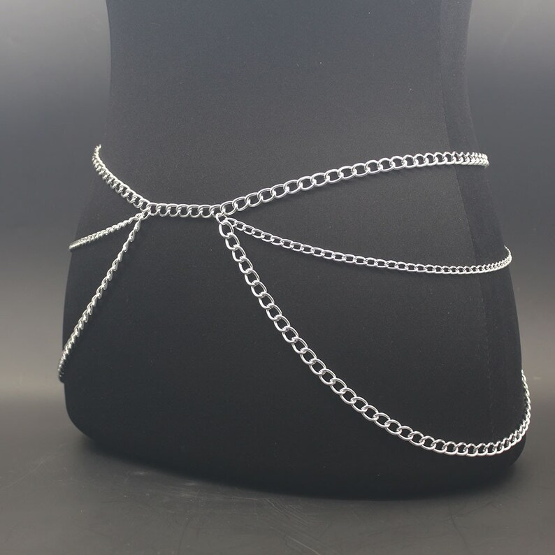 Gold belt chain skirt, silver simple belt