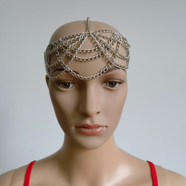 Metal multi-layer head chain, mesh head chain, dance chain, wedding head chain, prom headgear, ladies prom headgear chain