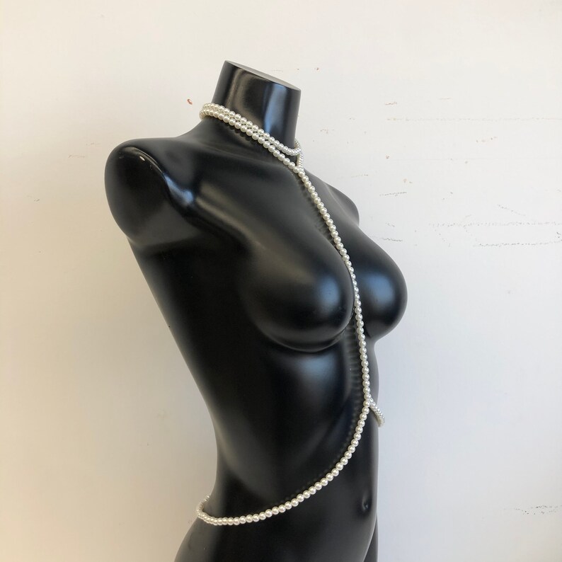 Pearl body chain, waist chain, body jewelry, body necklace, belly chain, image 4
