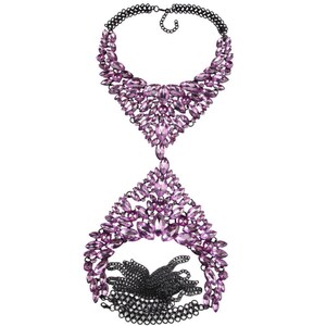 Sexy Crystal Body Necklace Bra Jewelry Carnival Body Accessories Charming Shiny Crystal Bra Stage light purple