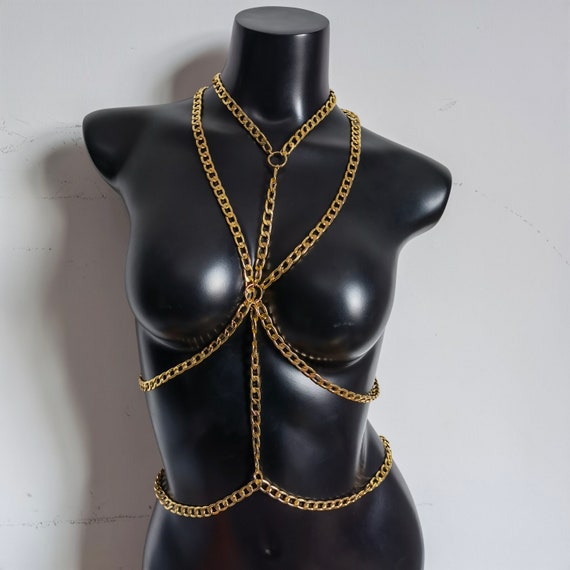 Shop Fashion Ladies Metal Body Chain Sexy Hollow Style Bikini Chest Online