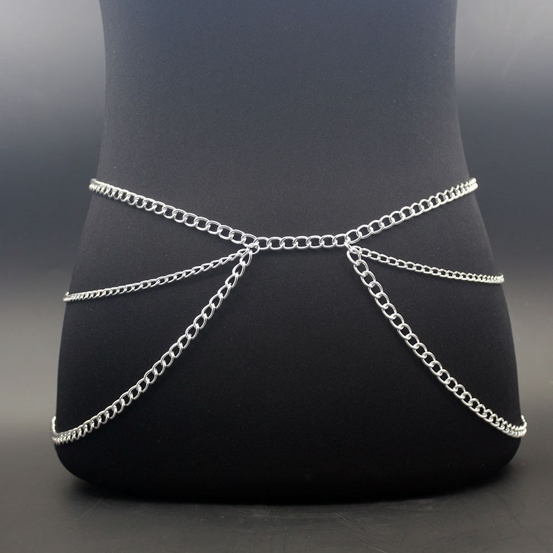 Gold belt chain skirt, silver simple belt