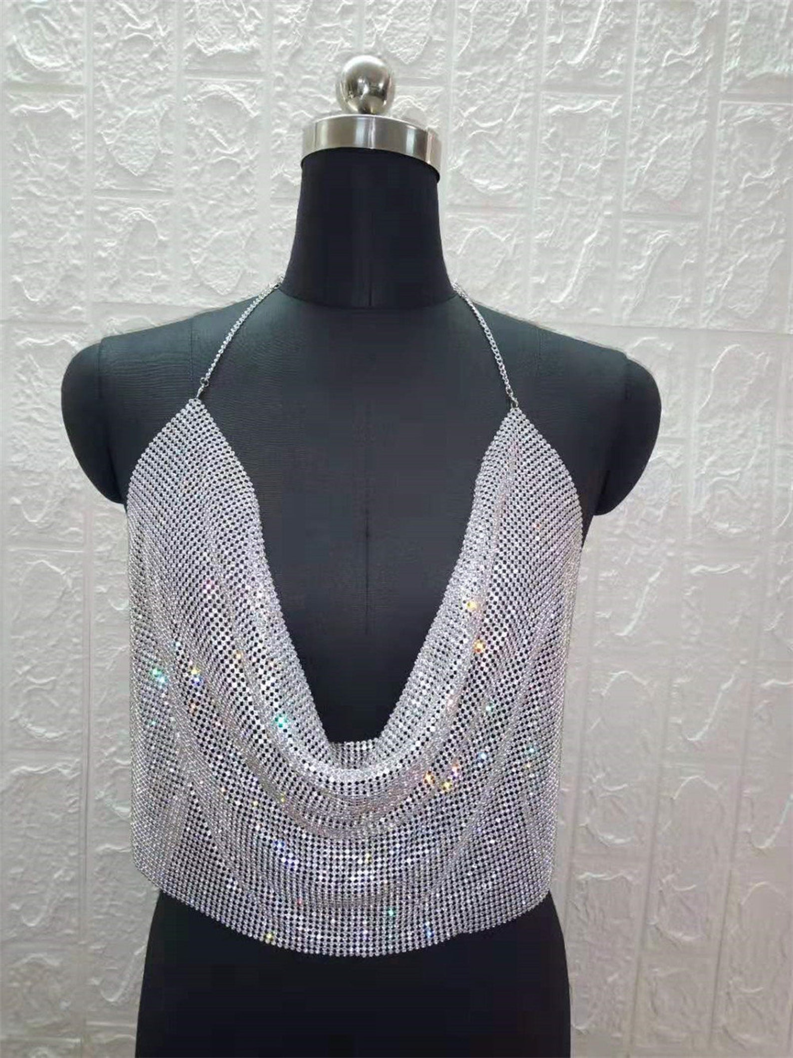 Glittering Gold Glitter Diamond Vest Body Jewelry Deep V - Etsy