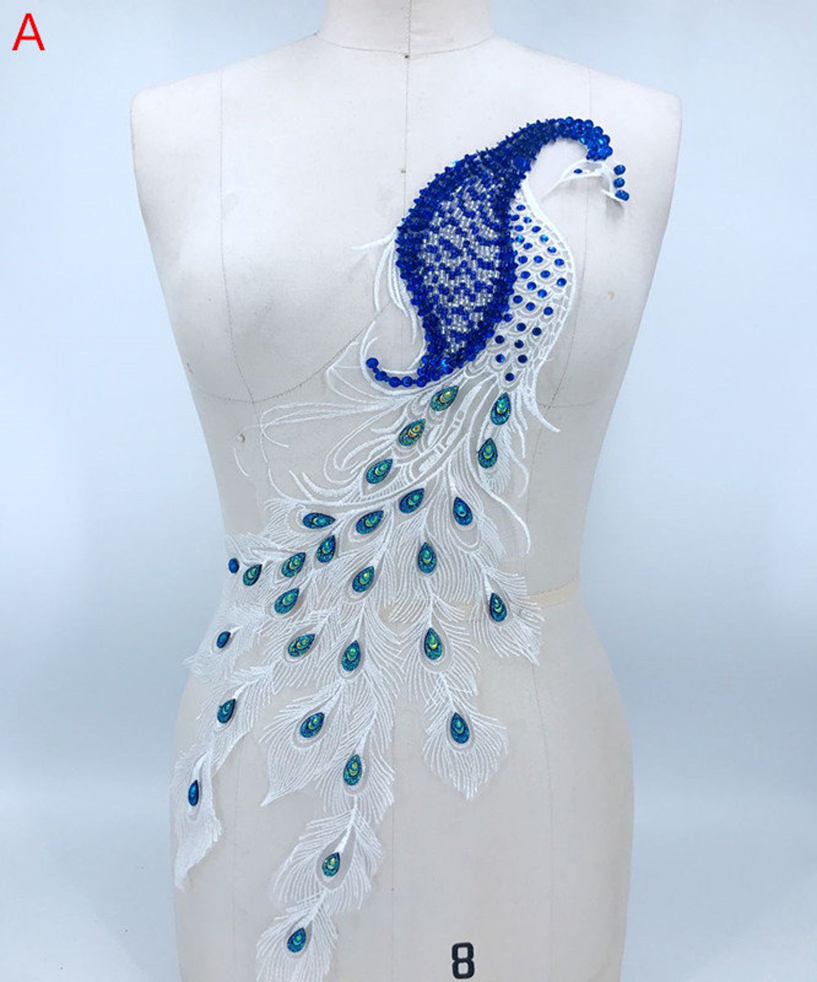 1piece beaded rhinestone sequined peacock lace applique lace Etsy