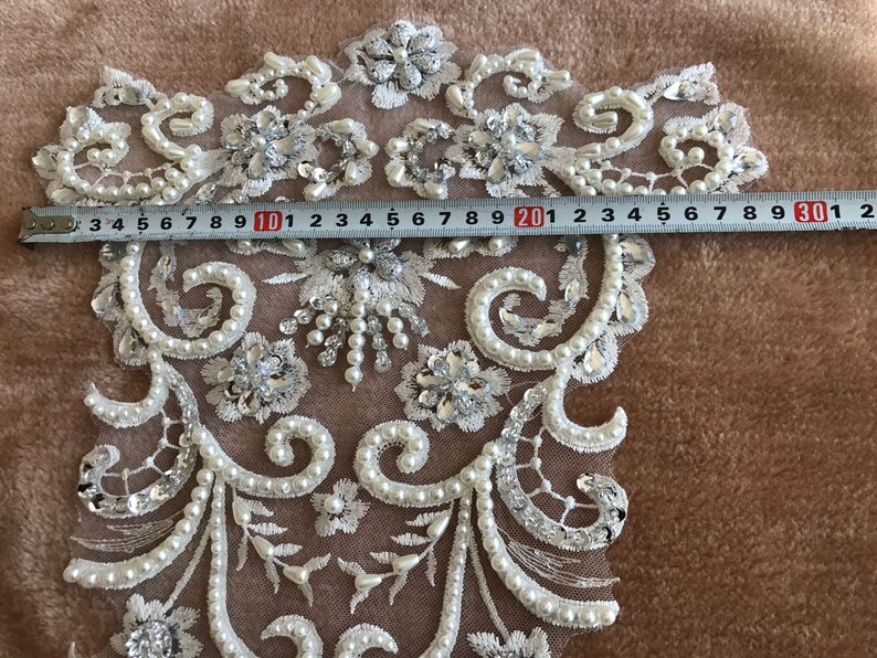Senior Bride Wedding Dress Skirt 1 PC Heavy Water Diamond Bead Embroidery Lace Applique Flower Material Flower Lace Patch