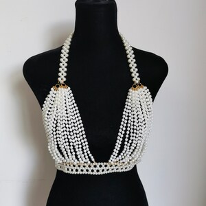 Pearl body chain bra