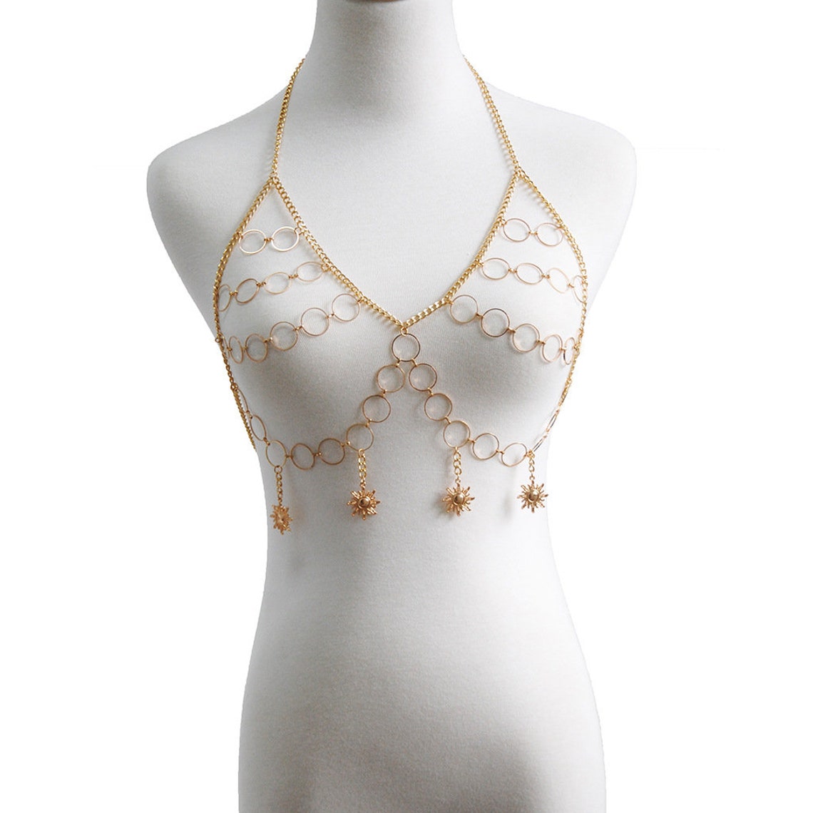Fashion Vintage Bohemia Diamonds Bras Silver Chain Bras Etsy