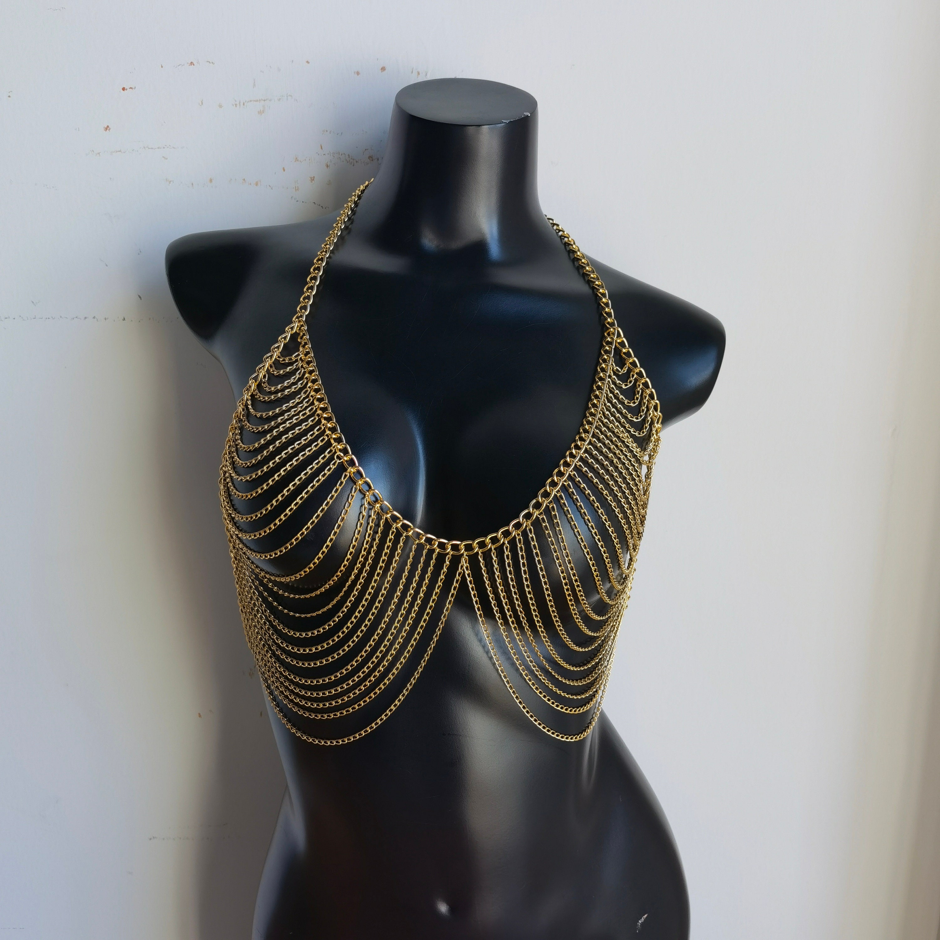 Gold Bra Body Chain, Body Jewelry, Bra Jewelry, -  Hong Kong