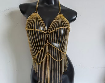 CanB Sexy Bra Body Chain Gold Bikini Chain Bralette Harness Party Dress Bra  Jewelry for Nightclub Body Accessories for Women and Girls (Ⅰ) : :  Fashion