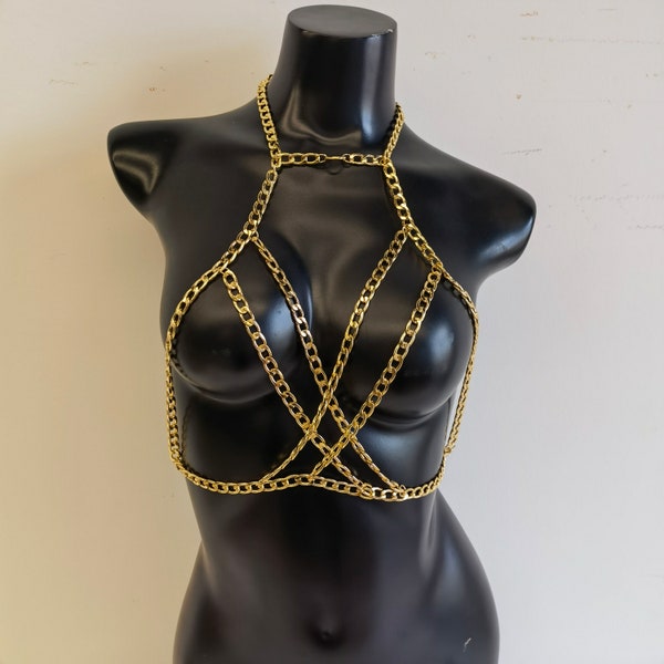 Collier soutien-gorge chaîne en argent doré, collier chaîne bandoulière pour femmes, accessoires du vêtement