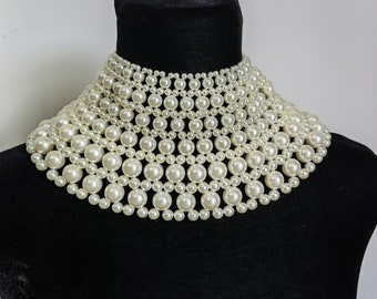 Pearl personality necklace, pearl bib necklace clothing novelty fashion jewelry