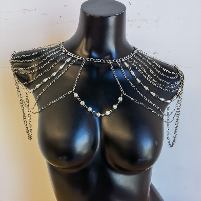 Body Chain, pearl shoulder chain image 3