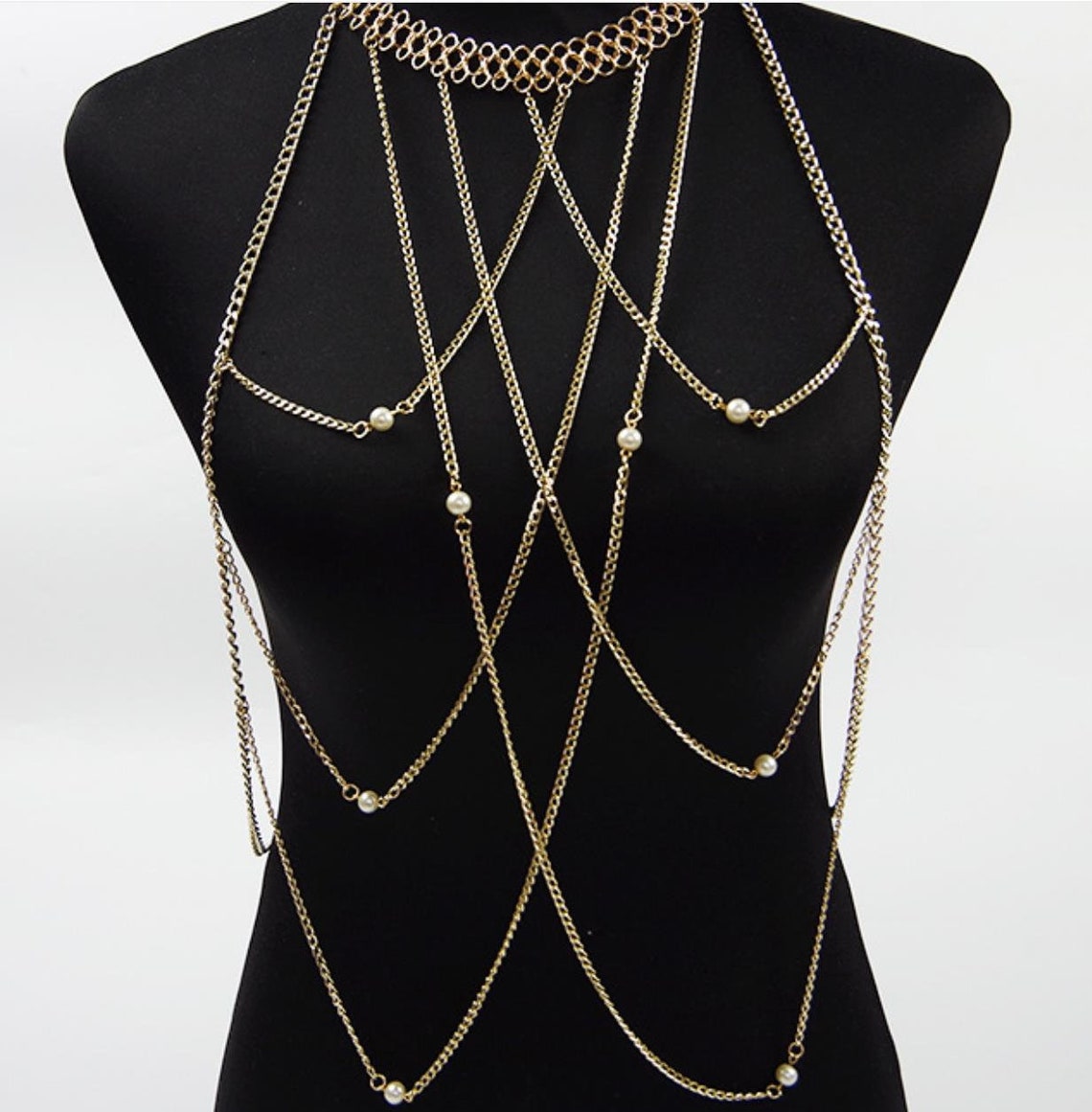 Pearl body chain necklace Etsy