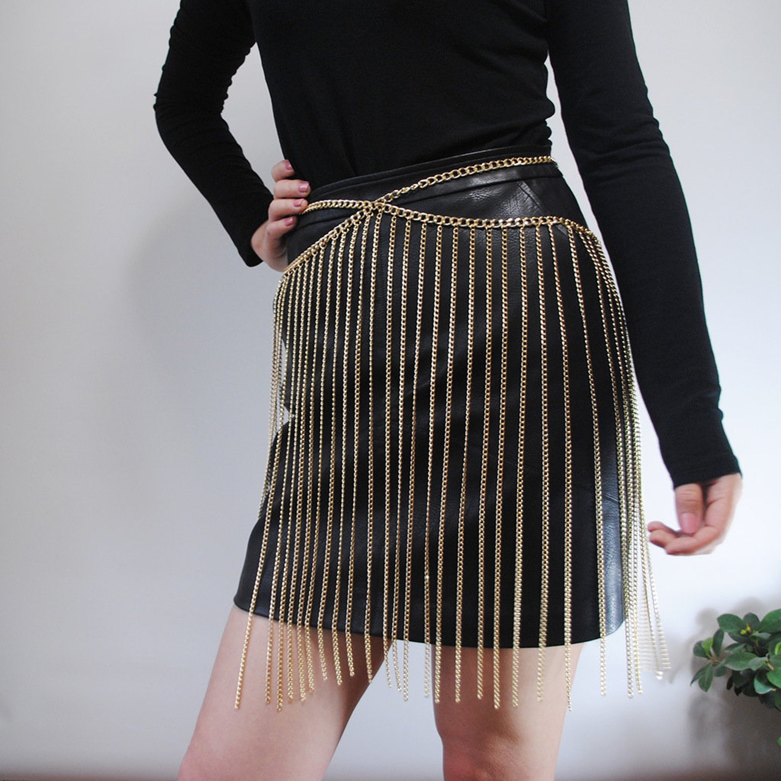 Metal fringed chain skirt | Etsy
