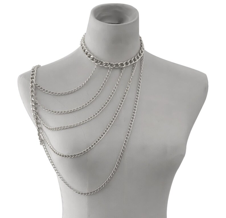 Body Chain Shoulder Chain Silver Shoulder Necklace Body Etsy