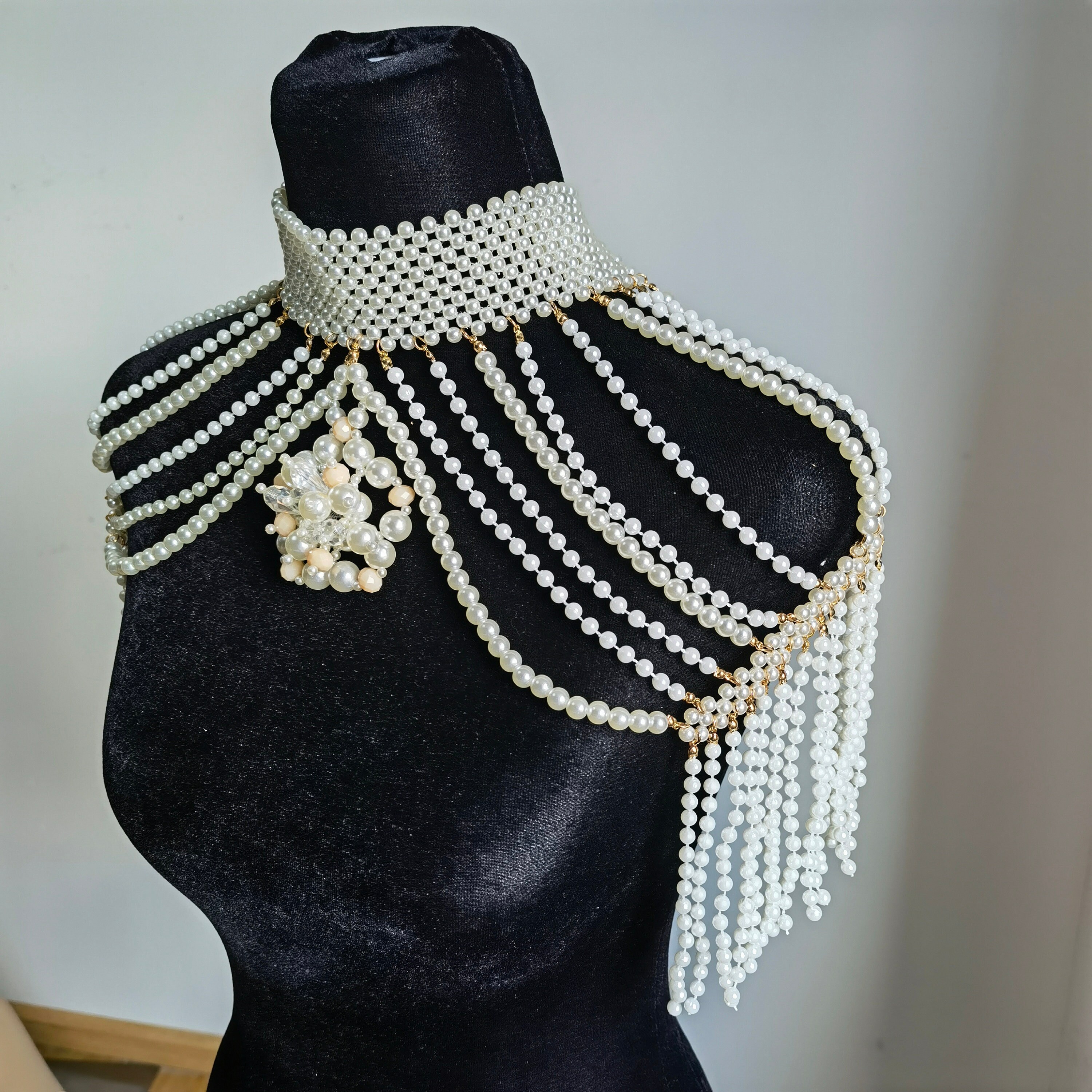 Bridal Luxury Pearl Tassel Necklace Body Jewelry Accessories - Etsy