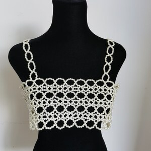 Ladies Pearl Body Chain Vest Wedding Accessories Pearl Bra Tube Top Adjustable Body Jewelry image 2