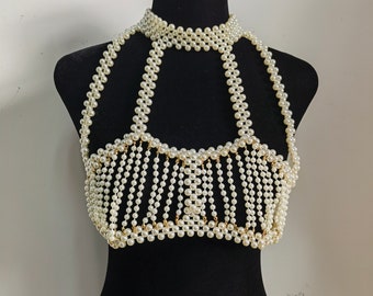 Pearl bra body chain