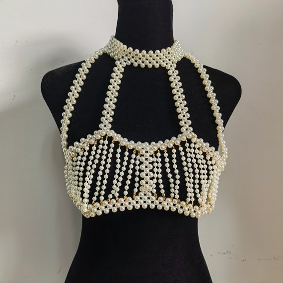 Pearl Chain Bra, Body Jewelry, Sexy Pearl Necklace -  Finland