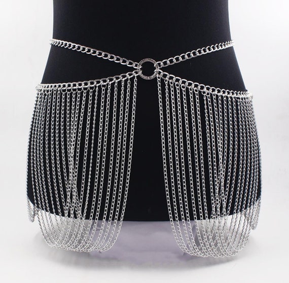 Black Chain Bra and Skirt SET, Chain Dress, Mini Skirt ,bra