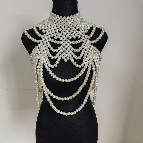 Layered Jewelry Shoulder Body Chain Belt Pearl Beaded Tassel