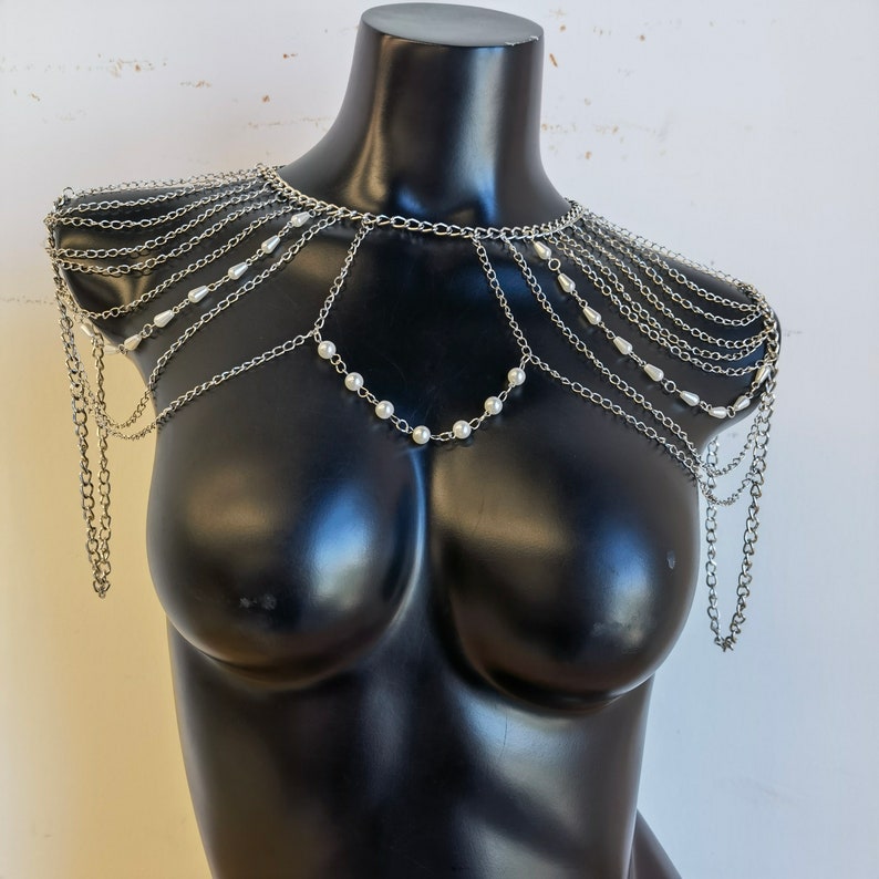 Body Chain, pearl shoulder chain image 2