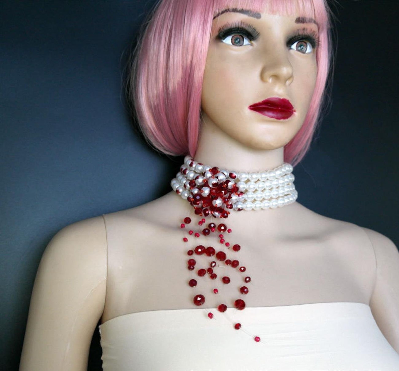 Halloween Bloody Pearl Necklace Vampire Jewelry Bloody Etsy