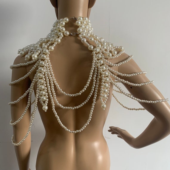 Pearl Body Chain Bra Fashion Shoulder Collar Bra Chain Body