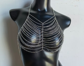 Festival Bra - Metal multilayer Bra - Bra Top - Body Chain - Body Jewelry - Rave outfit - Festival Bralette Chain