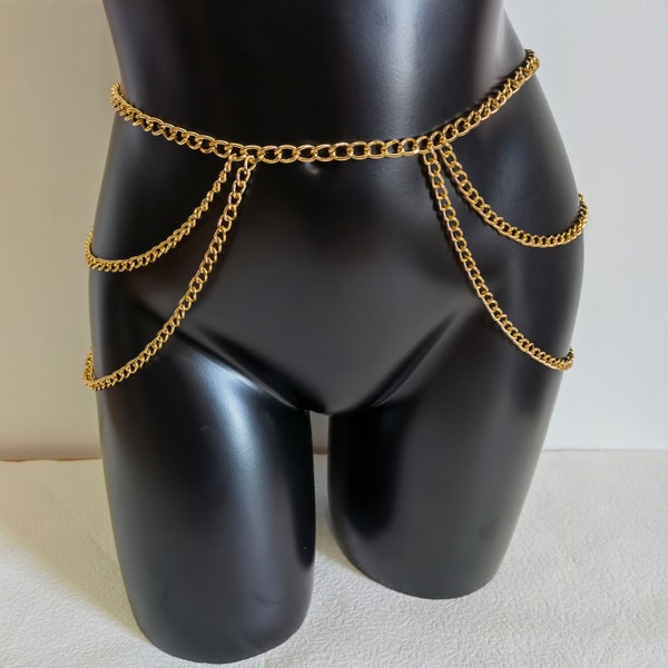 Gold and silver waist chain-belly chain, full body jewelry, beach, hippie, gypsy, bohemia-chain belt