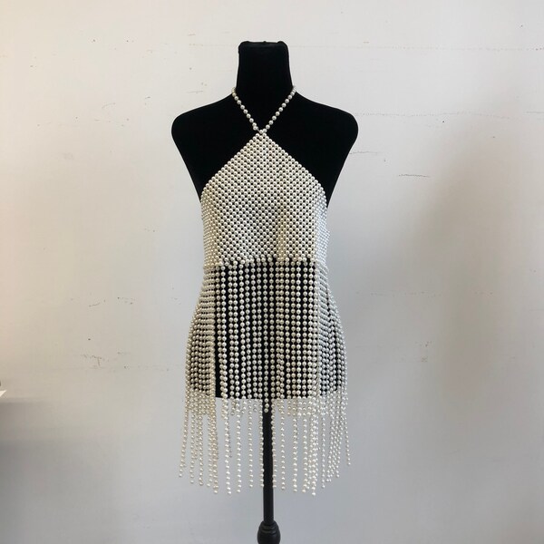 Hand-woven pearl body chain/pearl skirt body chain