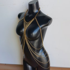 Gold body chain, festival jewelry, fashion body chain image 2