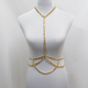 Bijoux en chaîne en métal, collier superposé, chaîne de corps d’or, chaîne de taille, chaîne de ventre de danse, chaîne de ventre de taille, bijoux de Rave, bikini