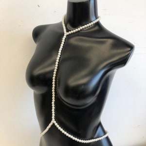 Pearl body chain, waist chain, body jewelry, body necklace, belly chain, image 7